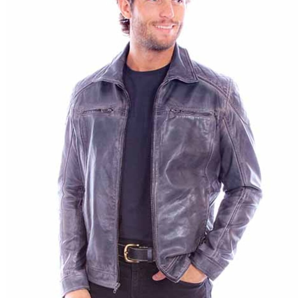 Brand New Skully Leather  Grey Men's Jacket
